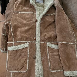 Wilson Leather Tan Shearling Coat with Cream Accents